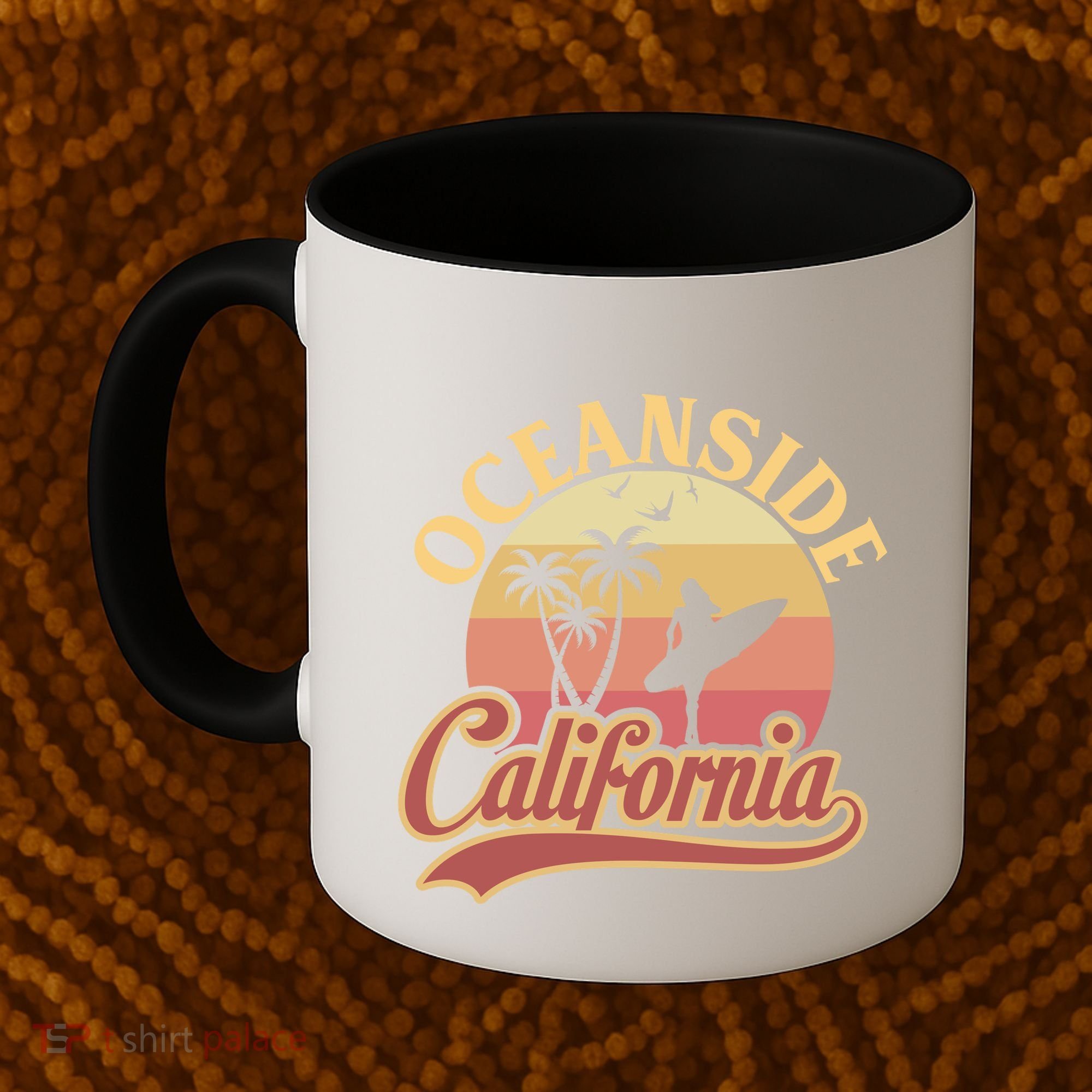 Oceanside California Retro Print Coffee Mug