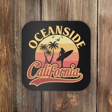 Oceanside California Retro Print Coaster