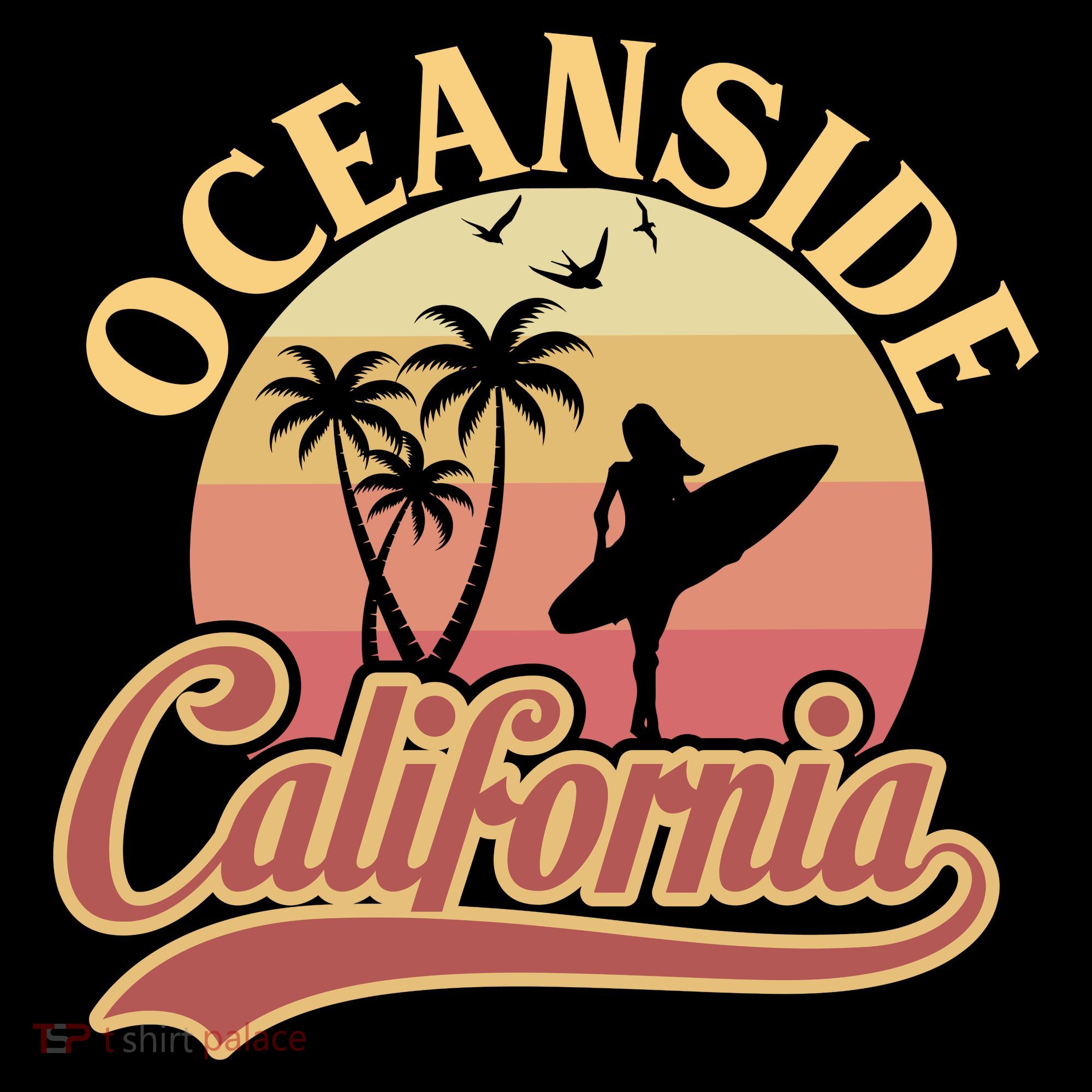 Oceanside California Retro Print Women's Hoodie