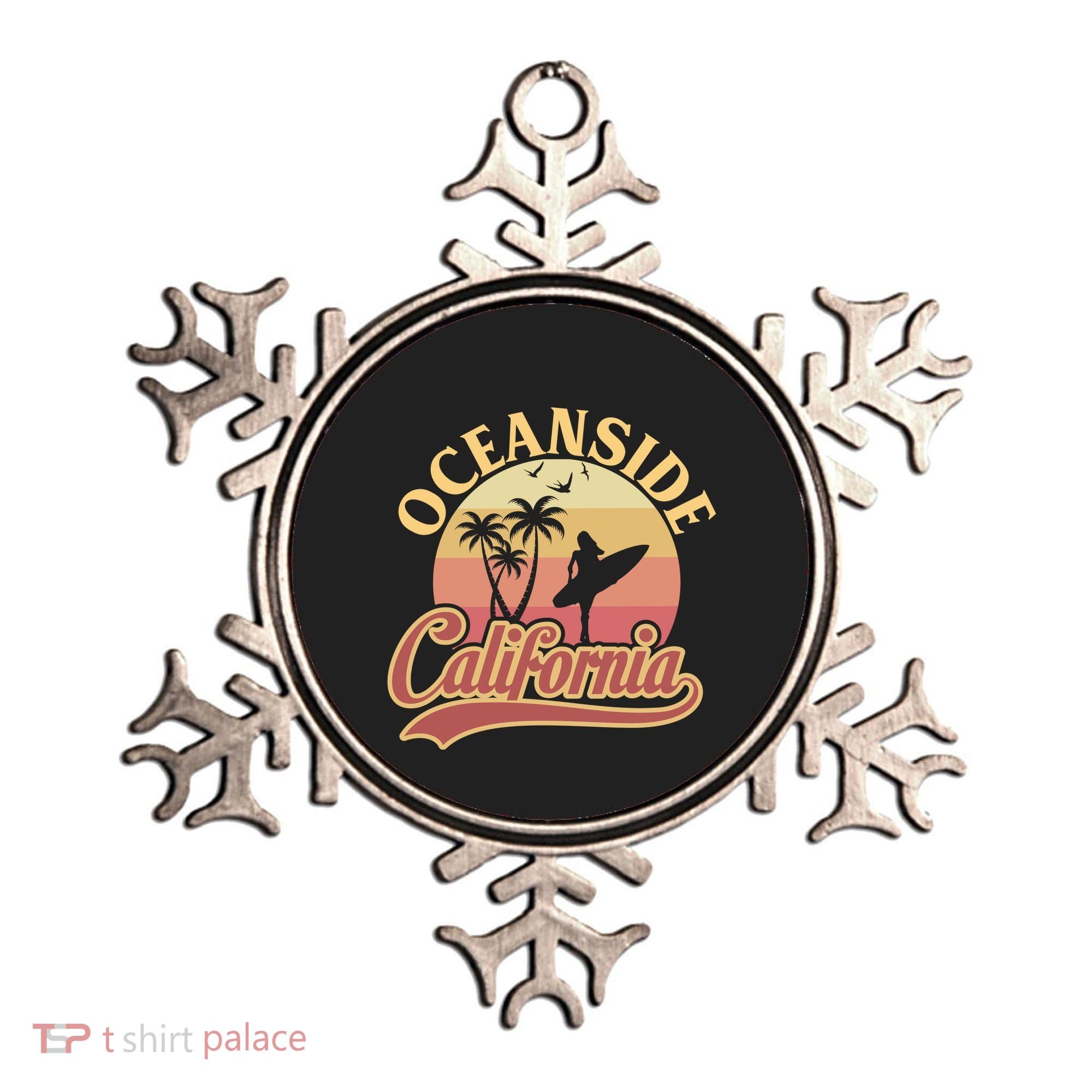 Oceanside California Retro Print Ornament