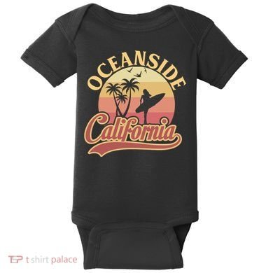 Oceanside California Retro Print Baby Bodysuit