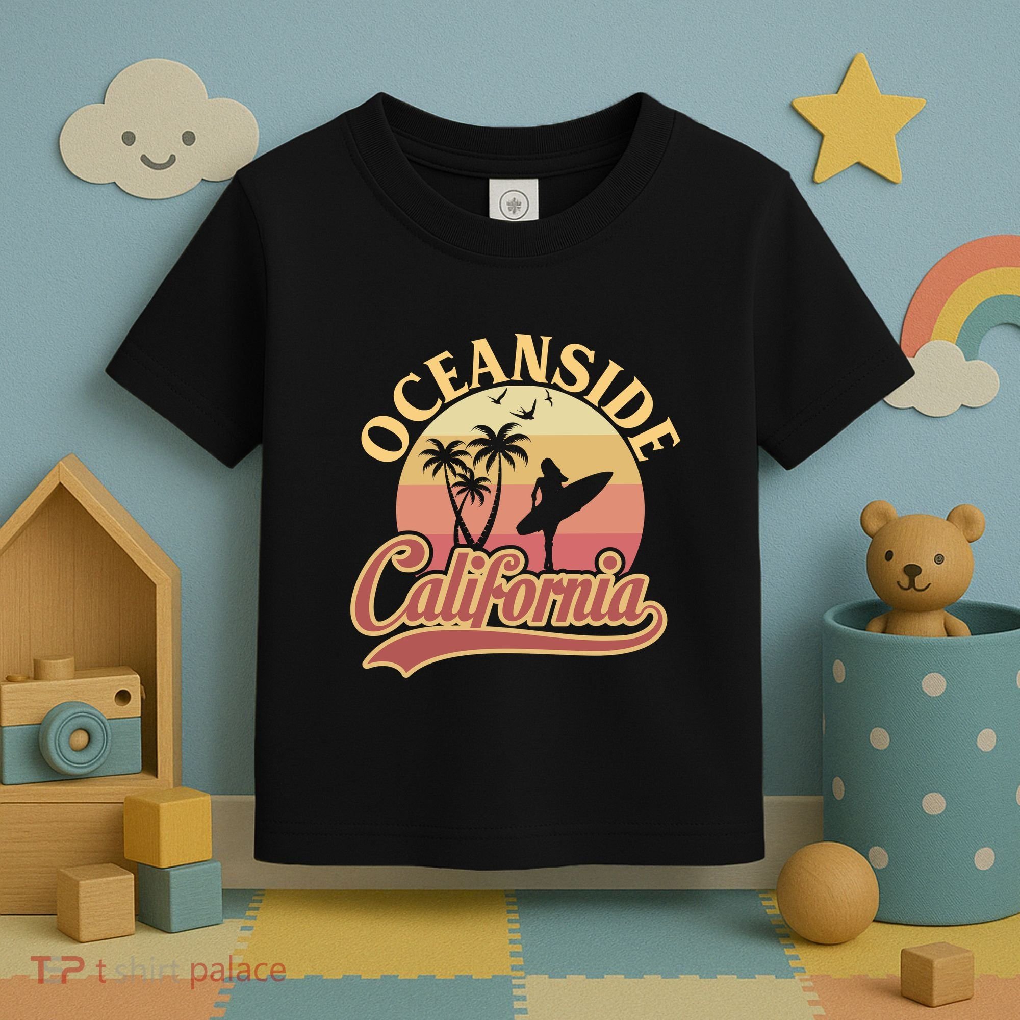 Oceanside California Retro Print Toddler T-Shirt
