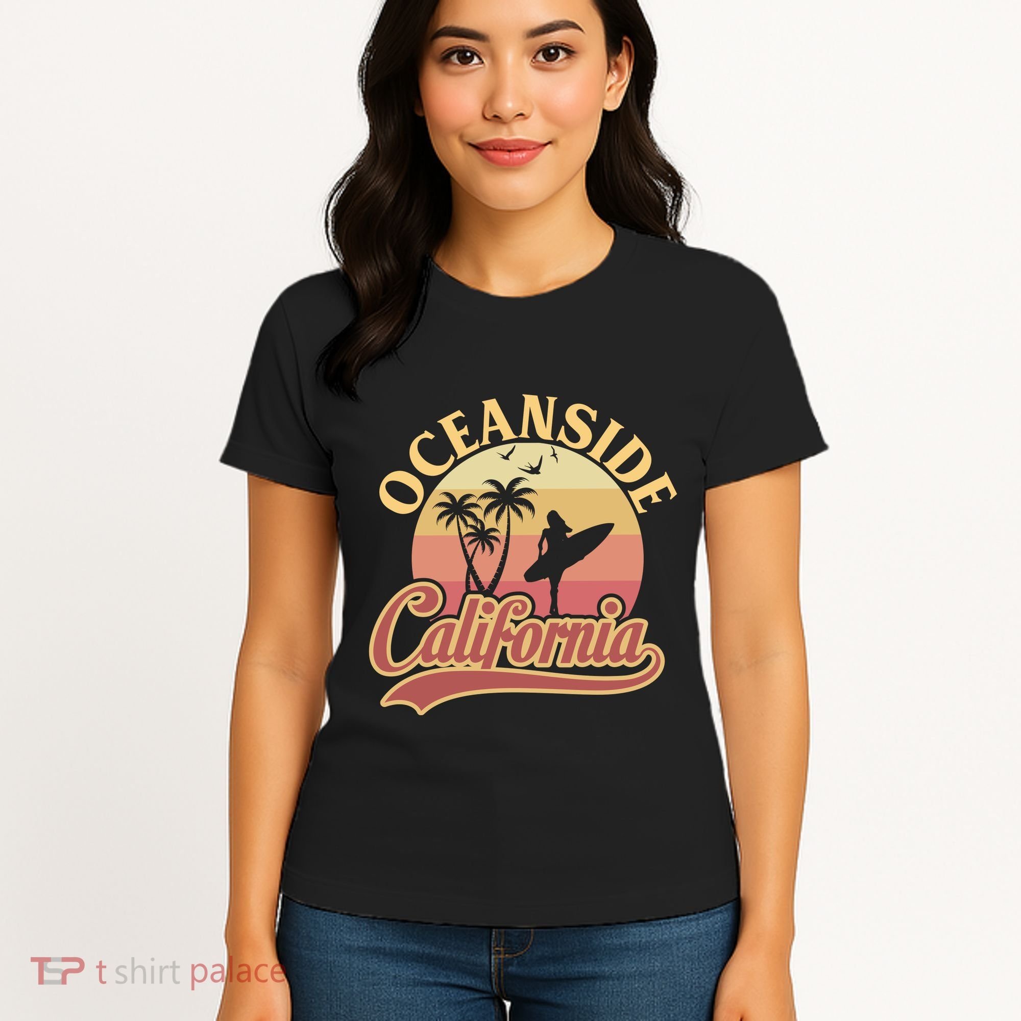 Oceanside California Retro Print Women's T-Shirt