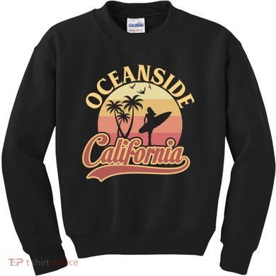 Oceanside California Retro Print Kids Sweatshirt