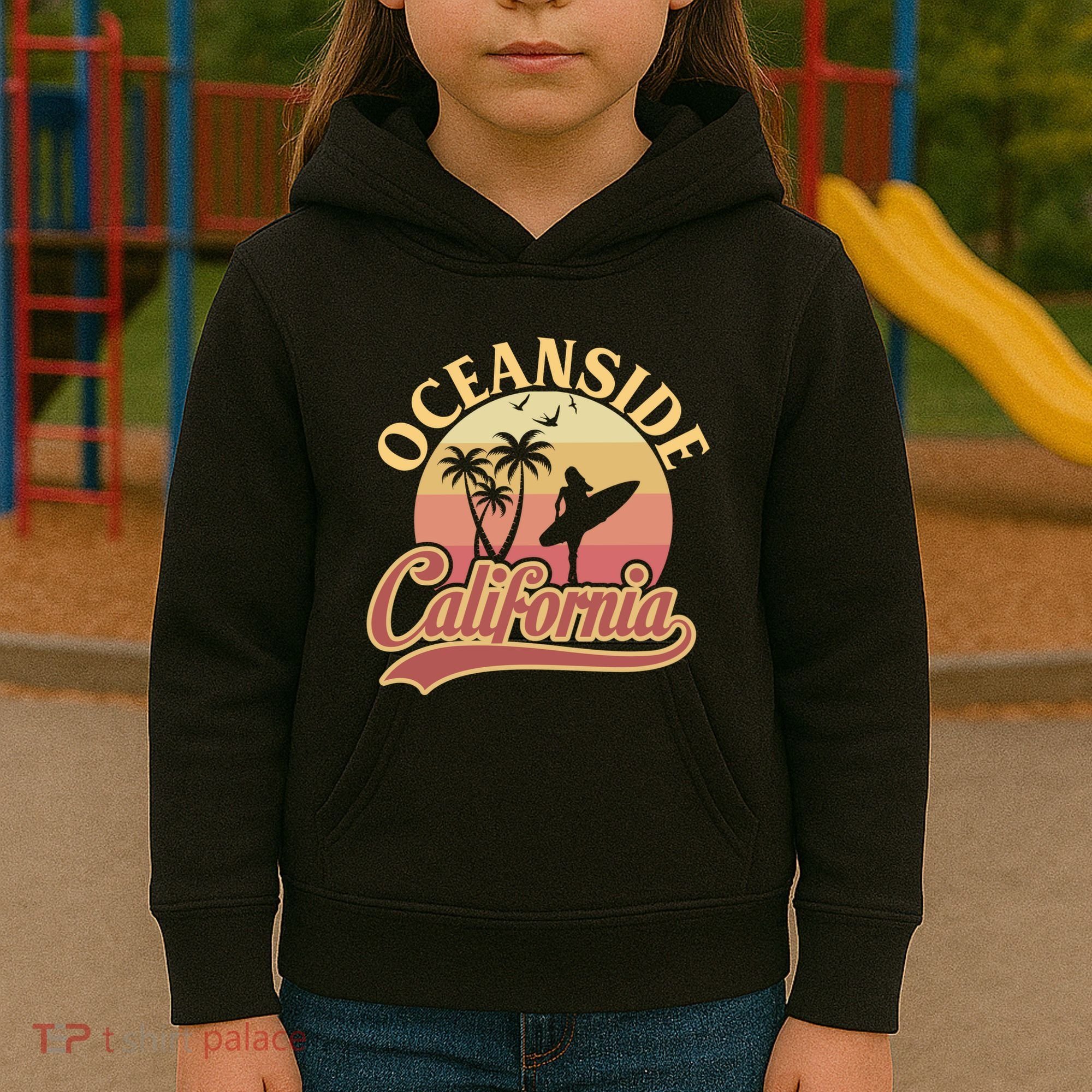 Oceanside California Retro Print Kids Hoodie