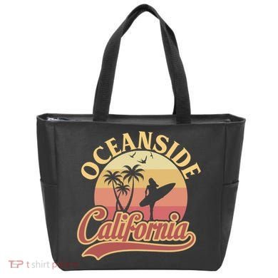Oceanside California Retro Print Tote Bag