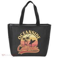 Oceanside California Retro Print Tote Bag thumb 0