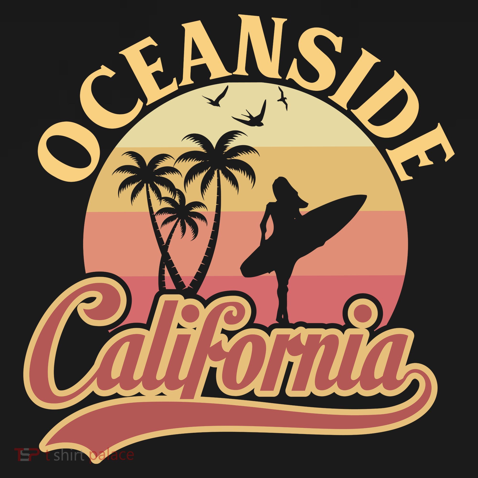 Oceanside California Retro Print Tote Bag