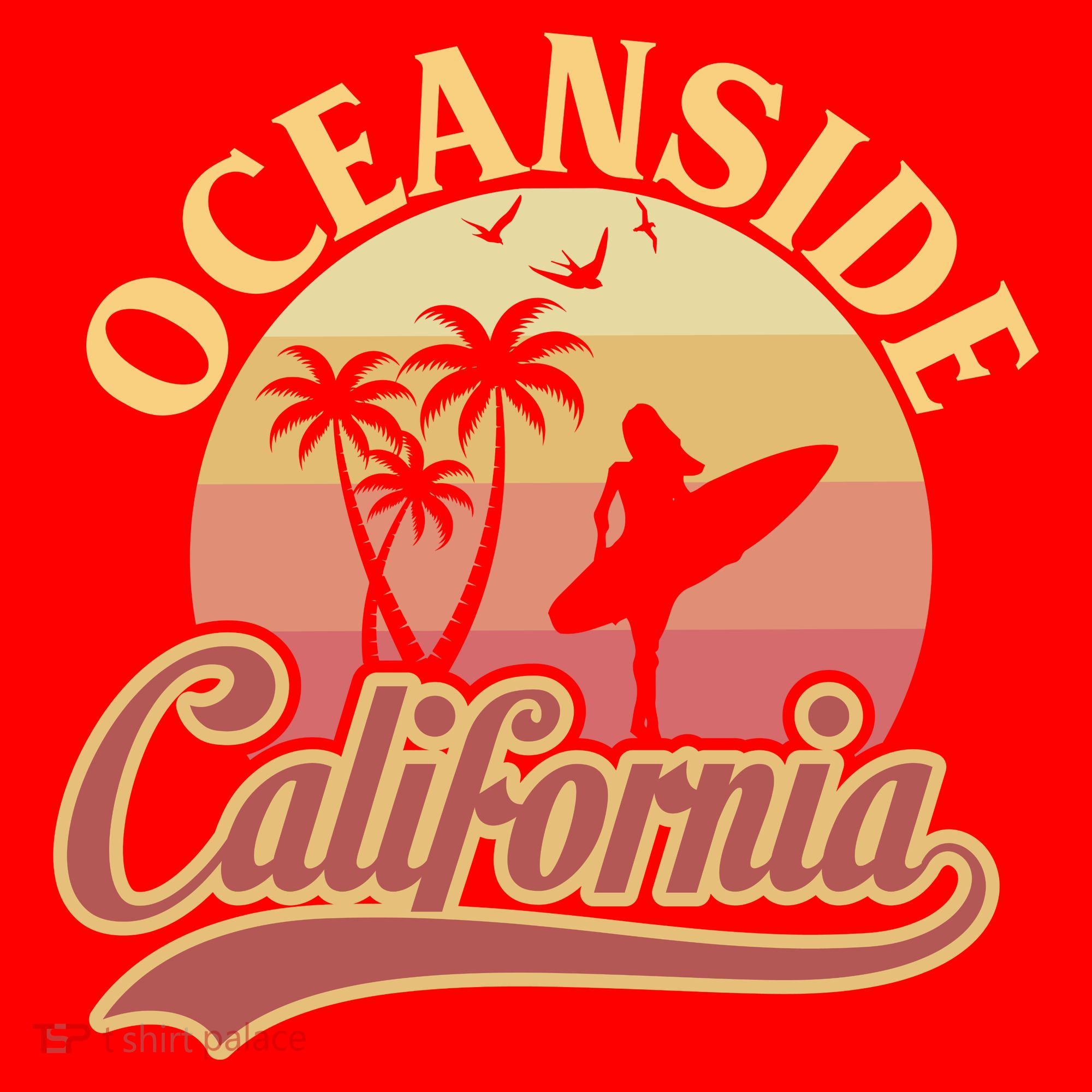 Oceanside California Retro Print Santa Hat