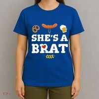 Oktoberfest Couples Shes A Brat T-Shirt thumb 4