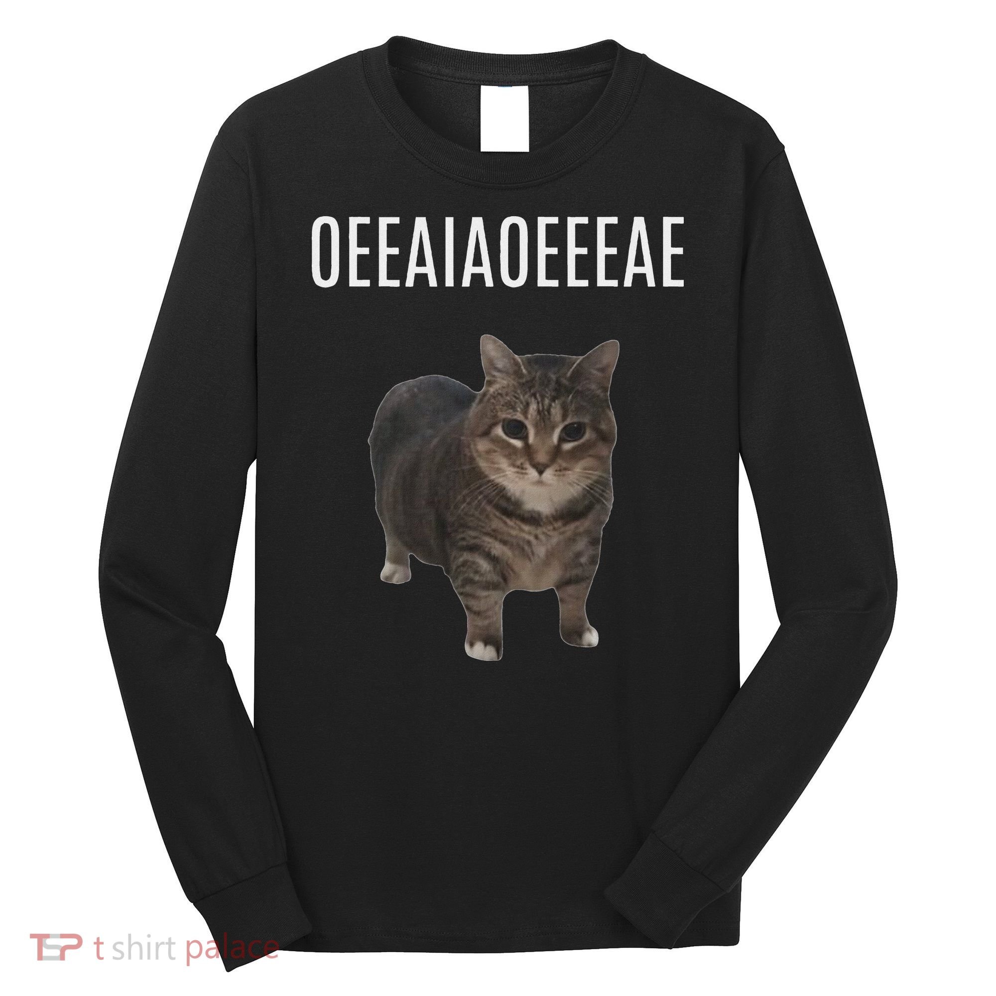 Oiiaoiia Cat Spinning Cat Meme Funny Trendy Cat Lovers Art Long Sleeve Shirt