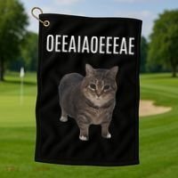 Oiiaoiia Cat Spinning Cat Meme Funny Trendy Cat Lovers Art Golf Towel thumb 1