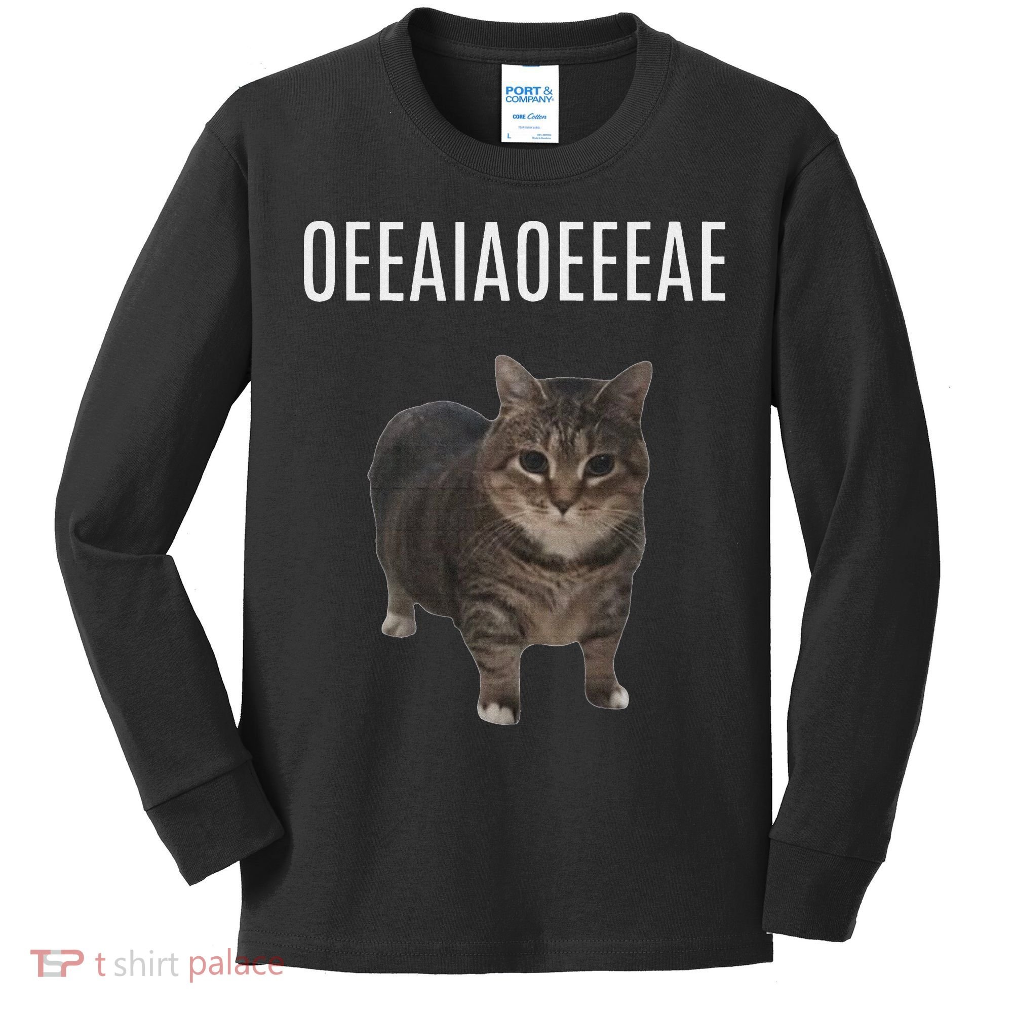 Oiiaoiia Cat Spinning Cat Meme Funny Trendy Cat Lovers Art Kids Long Sleeve Shirt