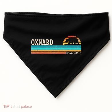 Oxnard California State Bear Retro Sunset USA-Made Doggie Bandana