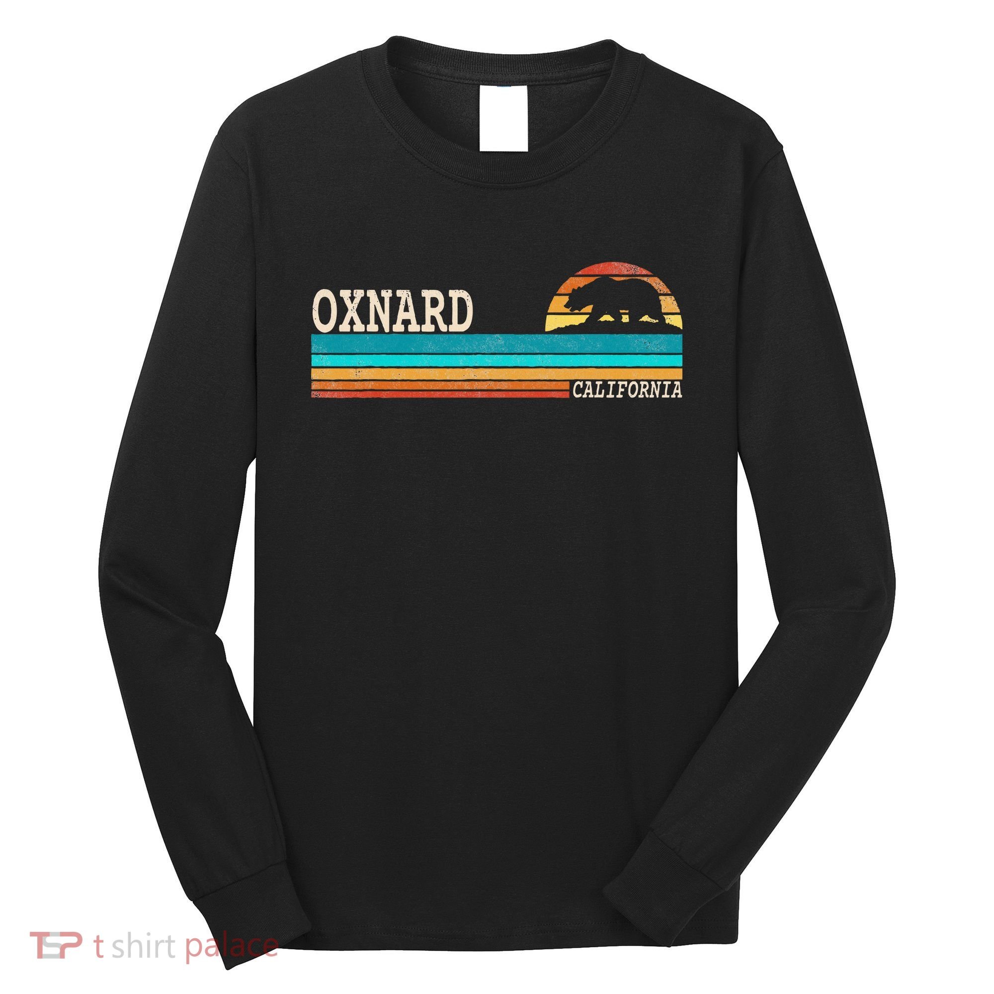 Oxnard California State Bear Retro Sunset Long Sleeve Shirt
