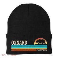 Oxnard California State Bear Retro Sunset Beanie thumb 0