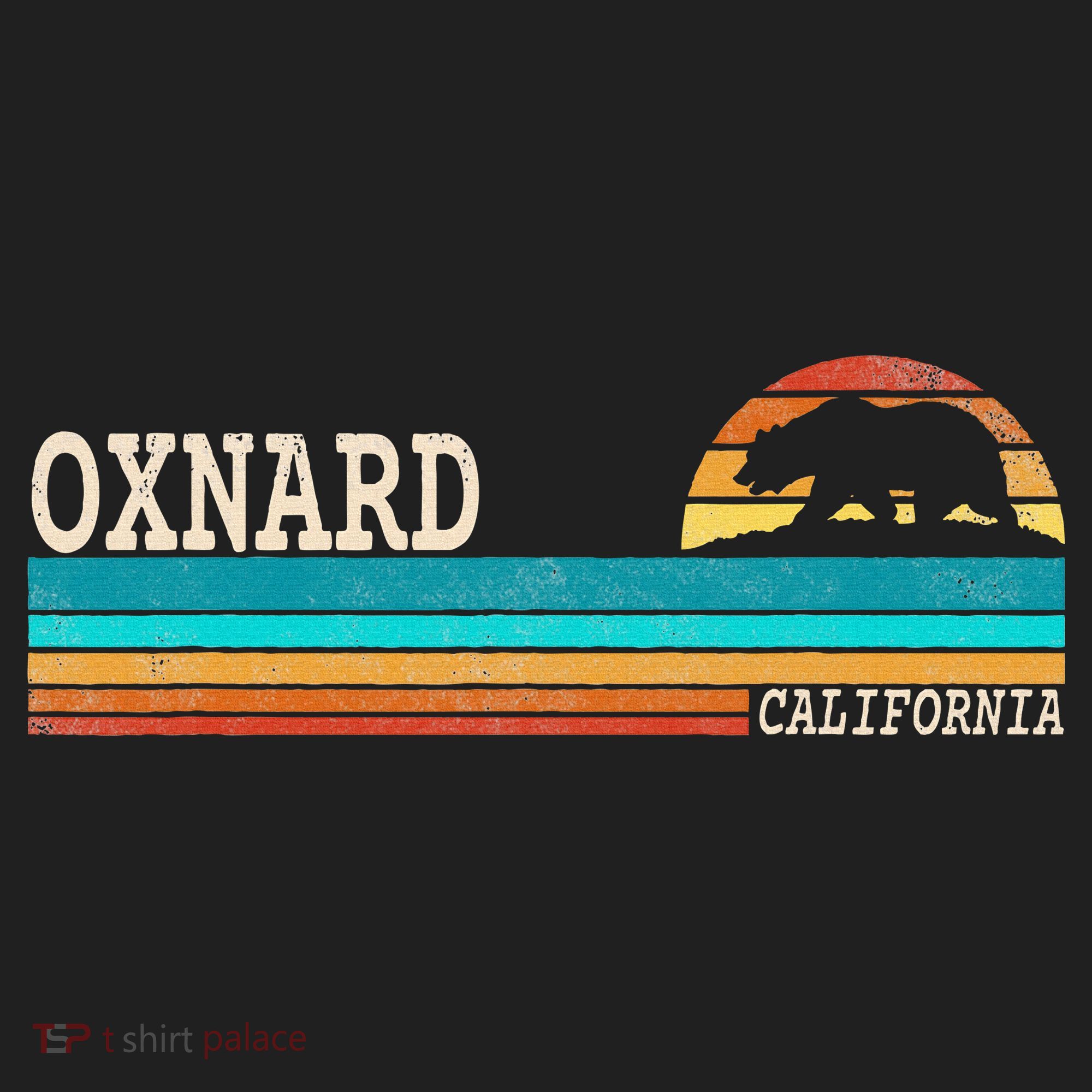 Oxnard California State Bear Retro Sunset Beanie