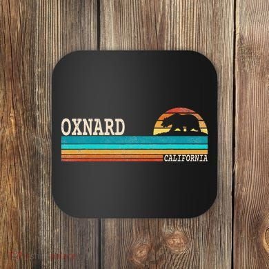Oxnard California State Bear Retro Sunset Coaster