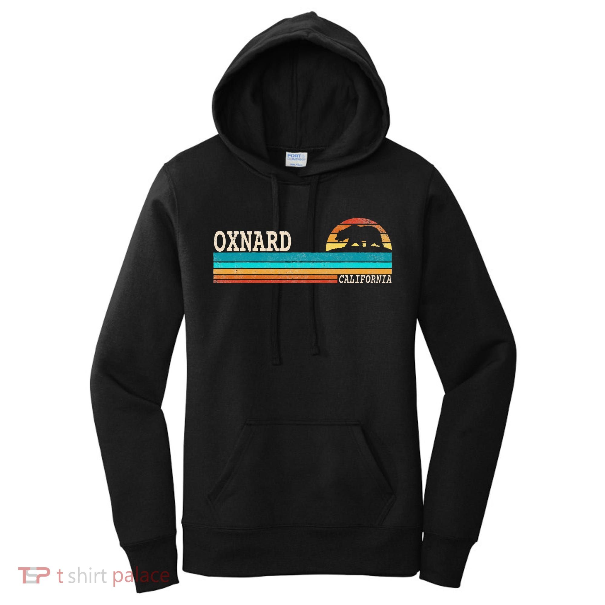 Oxnard California State Bear Retro Sunset Women's Hoodie
