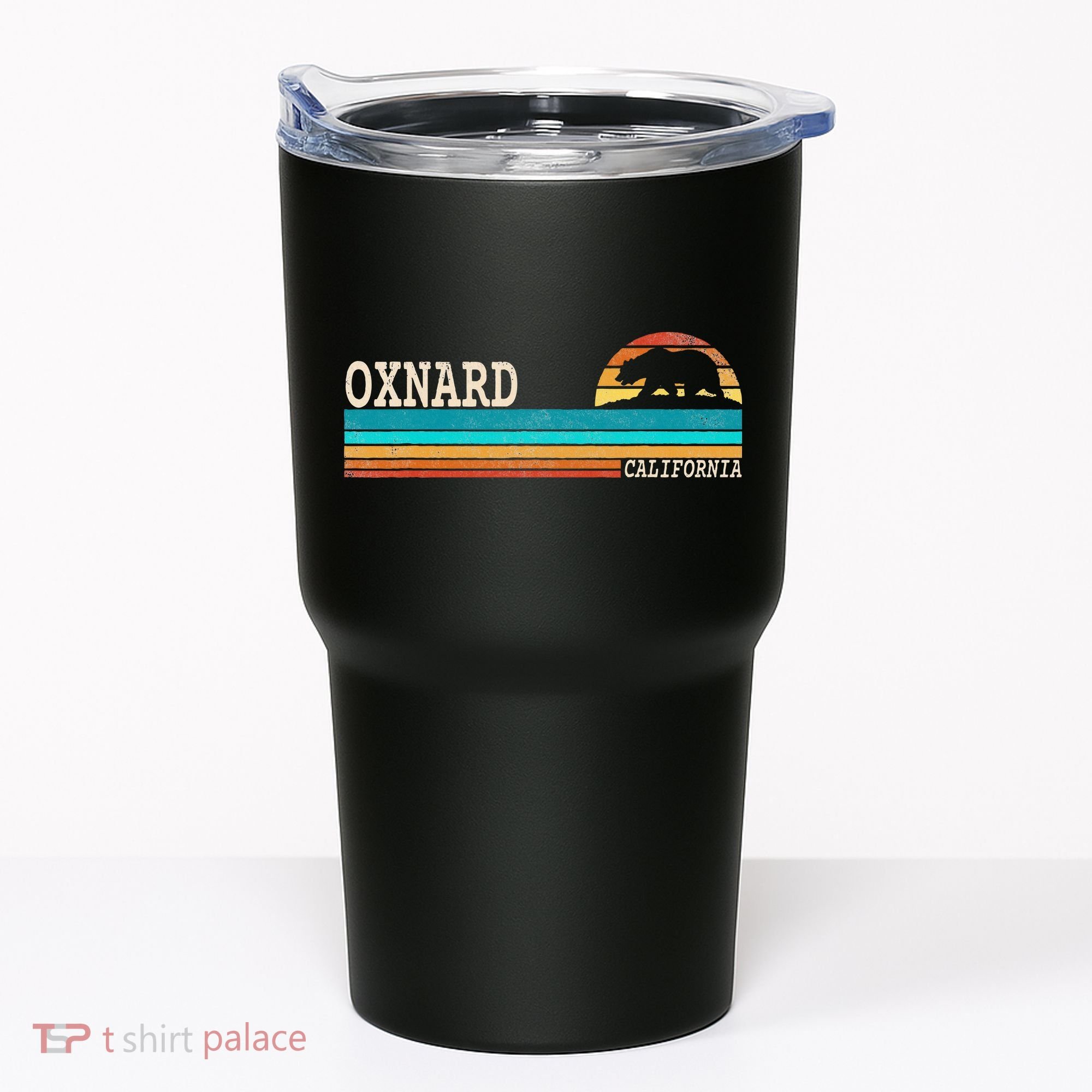 Oxnard California State Bear Retro Sunset Tumbler