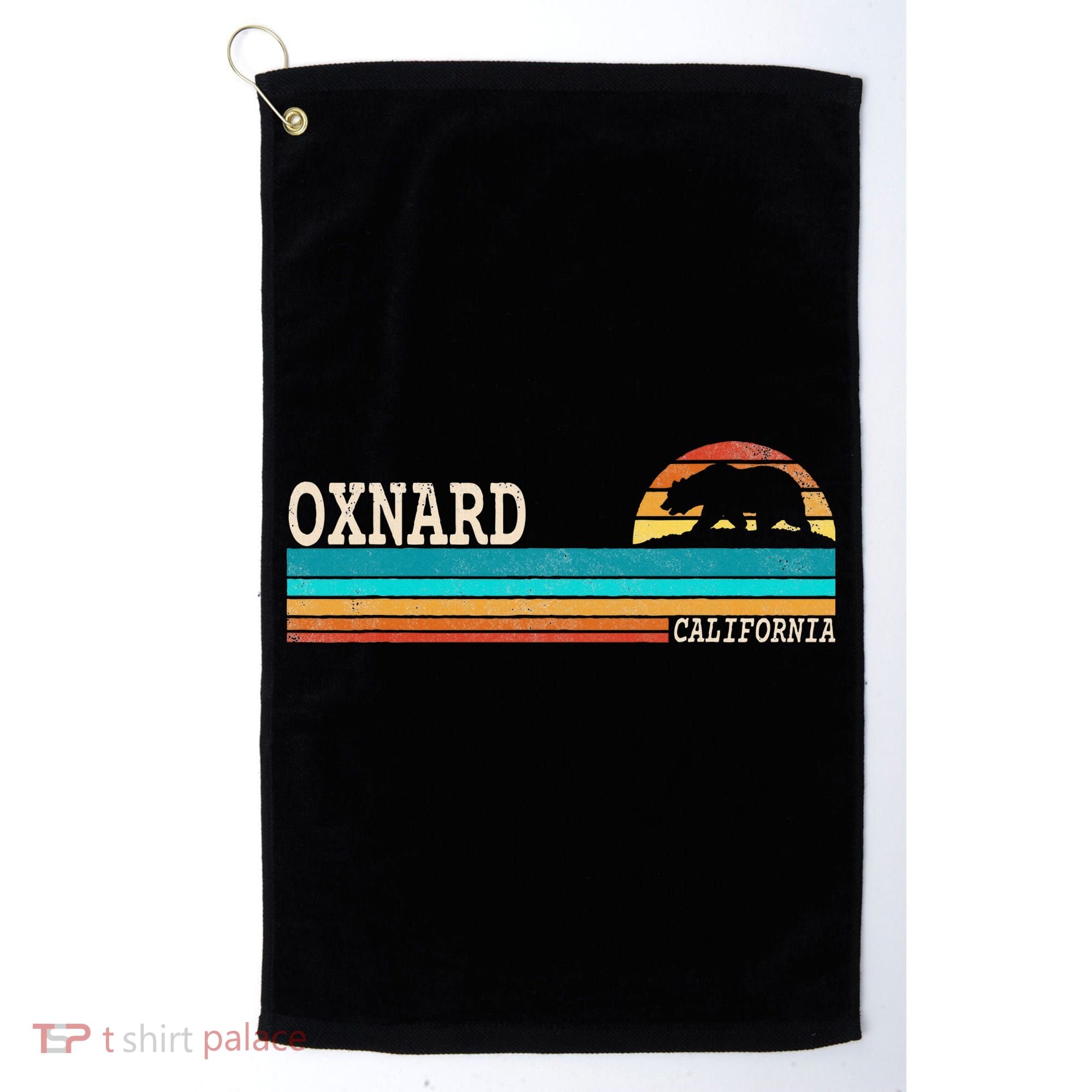 Oxnard California State Bear Retro Sunset Golf Towel
