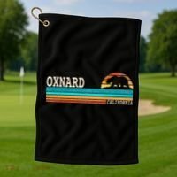 Oxnard California State Bear Retro Sunset Golf Towel thumb 1