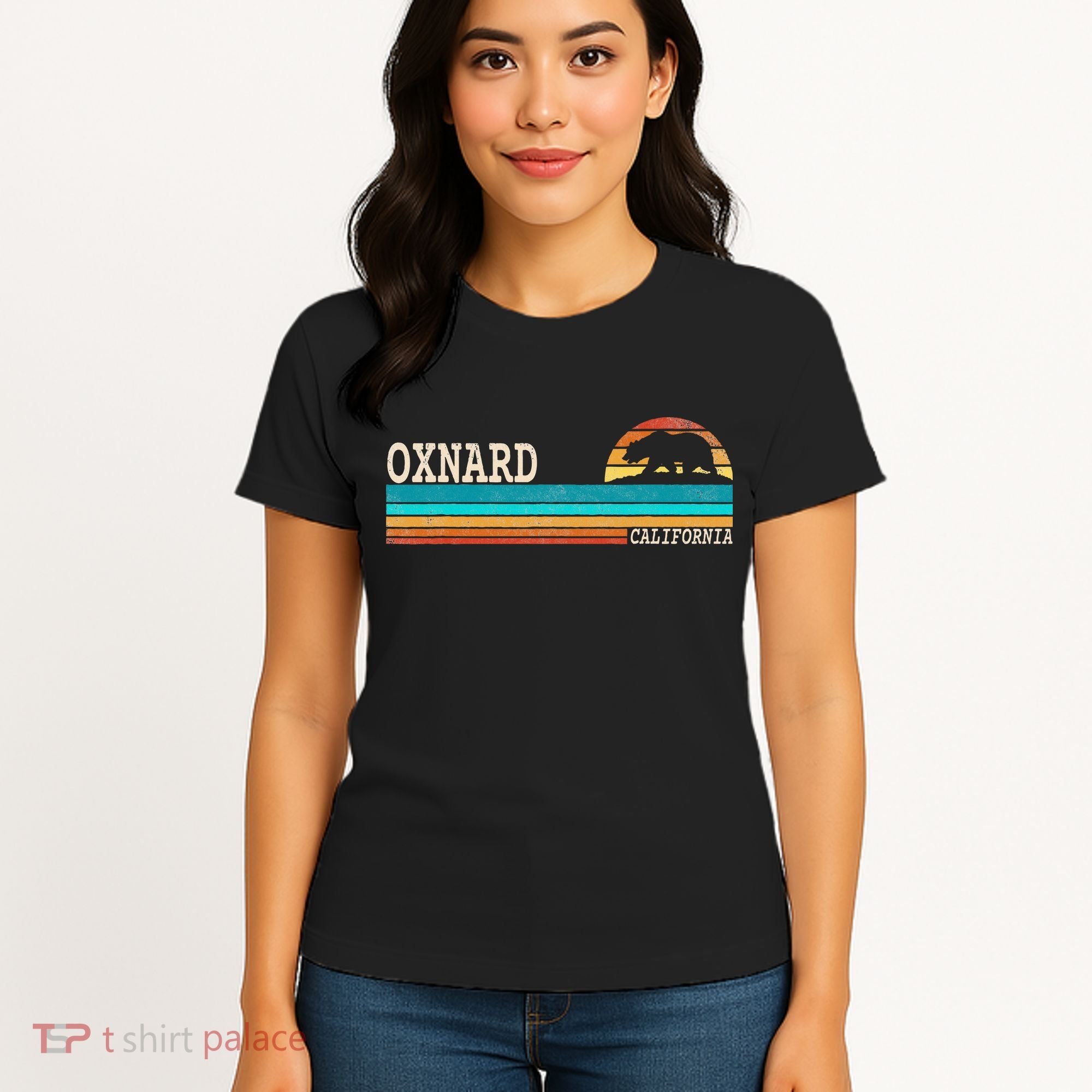 Oxnard California State Bear Retro Sunset Women's T-Shirt