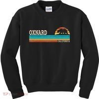 Oxnard California State Bear Retro Sunset Kids Sweatshirt thumb 0