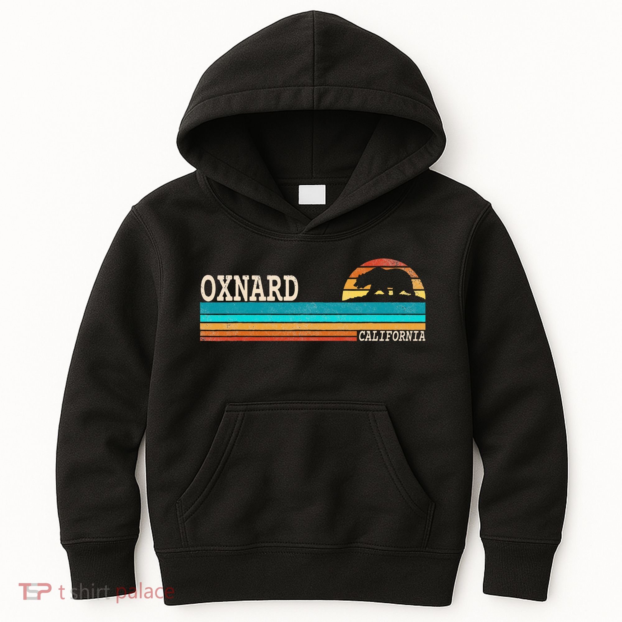 Oxnard California State Bear Retro Sunset Kids Hoodie