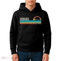 Oxnard California State Bear Retro Sunset Kids Hoodie thumb 4