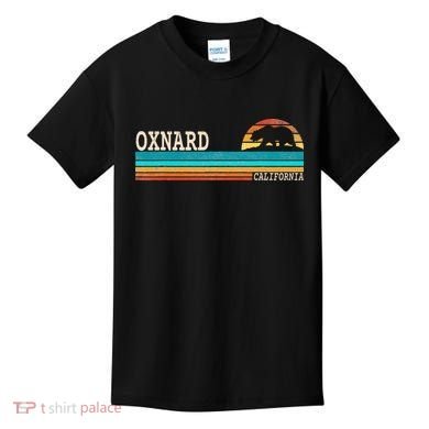 Oxnard California State Bear Retro Sunset Kids T-Shirt
