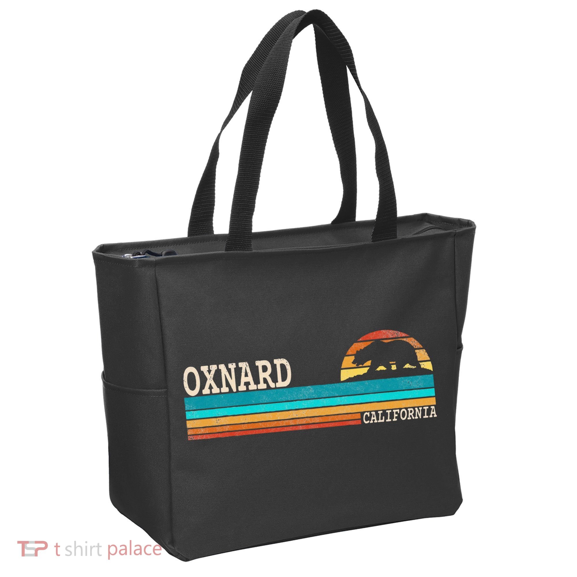 Oxnard California State Bear Retro Sunset Tote Bag