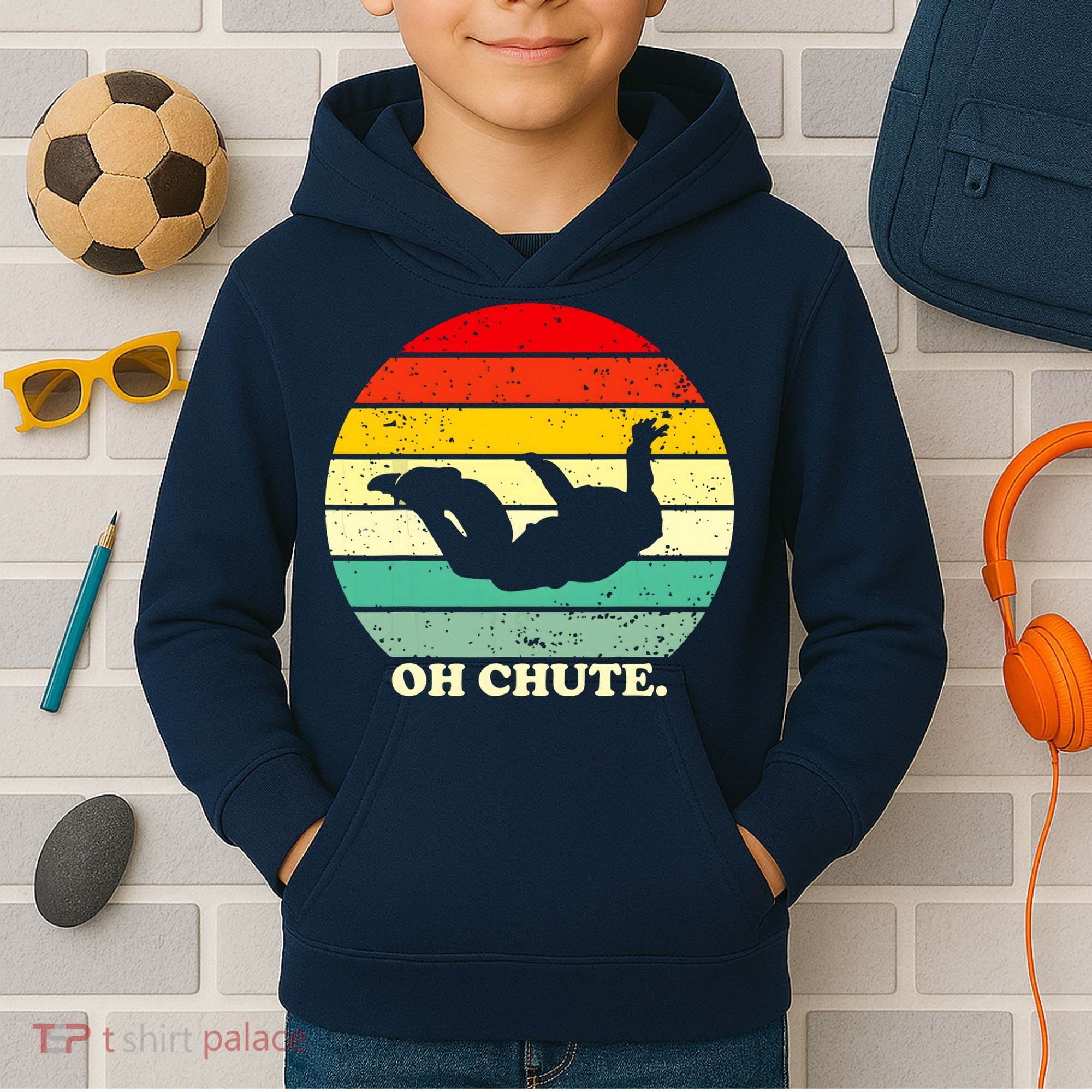 Oh Chute | Skydiving Skydive Sky Diving Skydiver Kids Hoodie