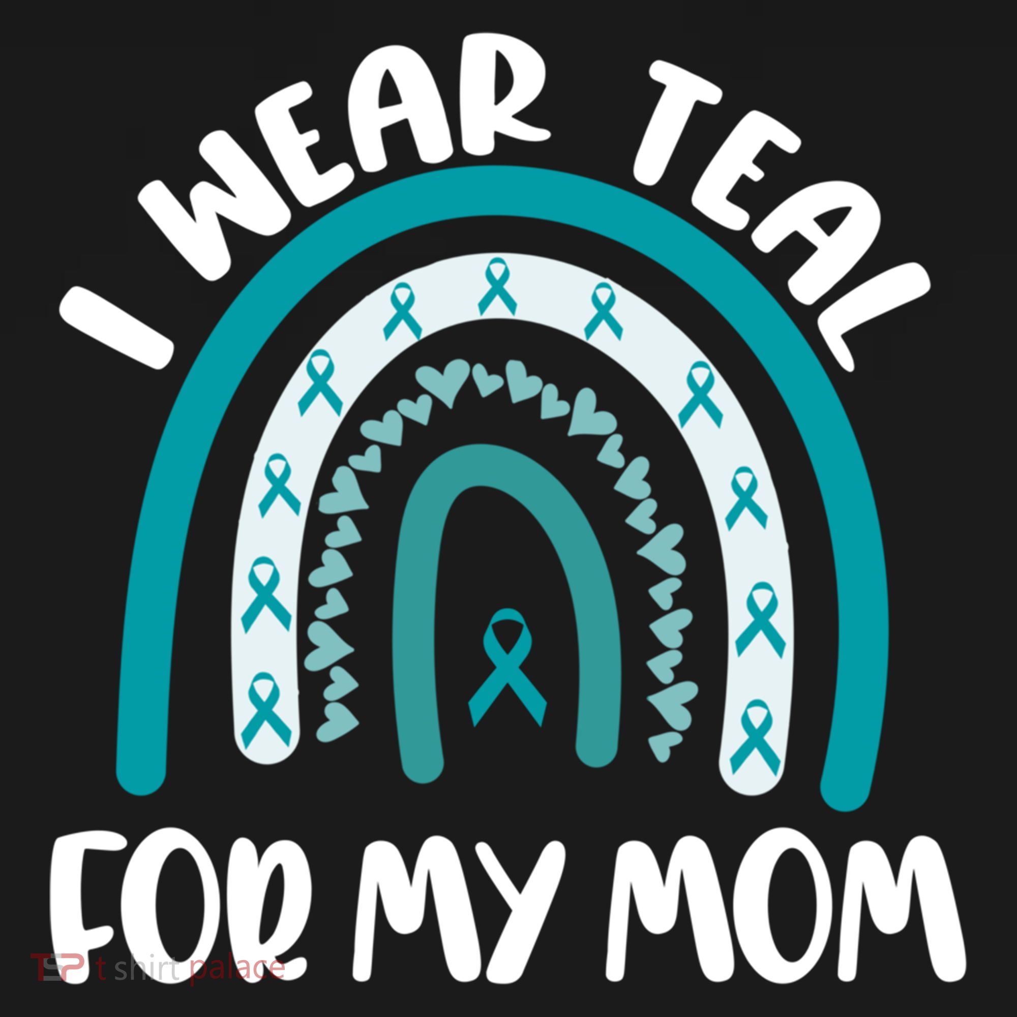 Ovarian Cancer Support Awareness Boho I Wear Teal For My Mom Gift Doggie Tank