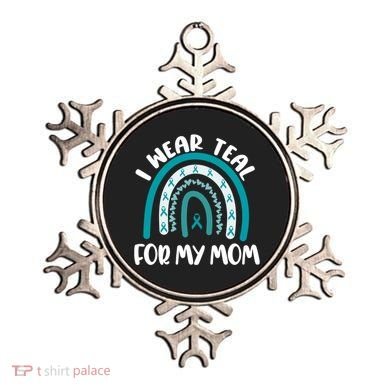 Ovarian Cancer Support Awareness Boho I Wear Teal For My Mom Gift Ornament