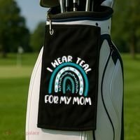 Ovarian Cancer Support Awareness Boho I Wear Teal For My Mom Gift Golf Towel thumb 2