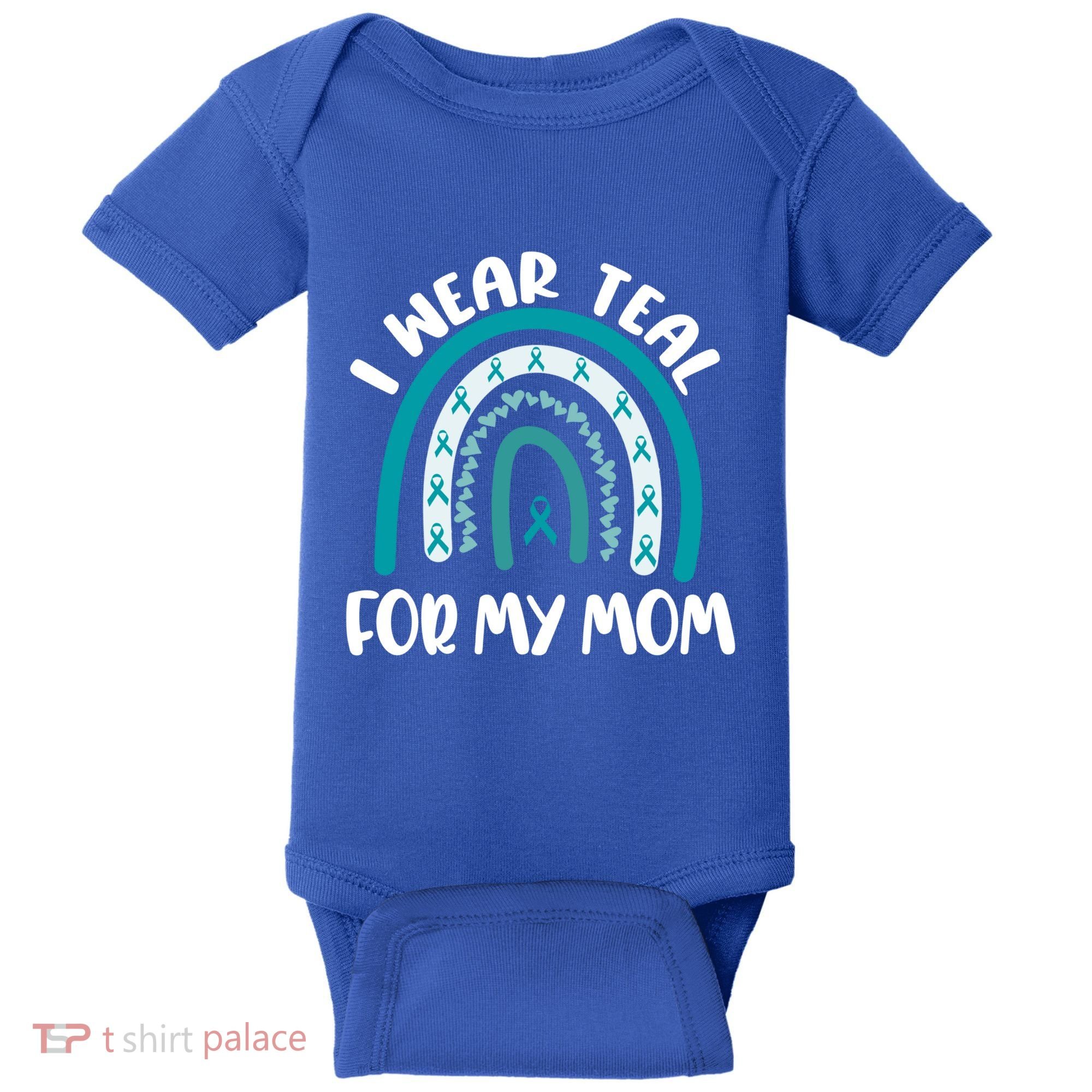 Ovarian Cancer Support Awareness Boho I Wear Teal For My Mom Gift Baby Bodysuit