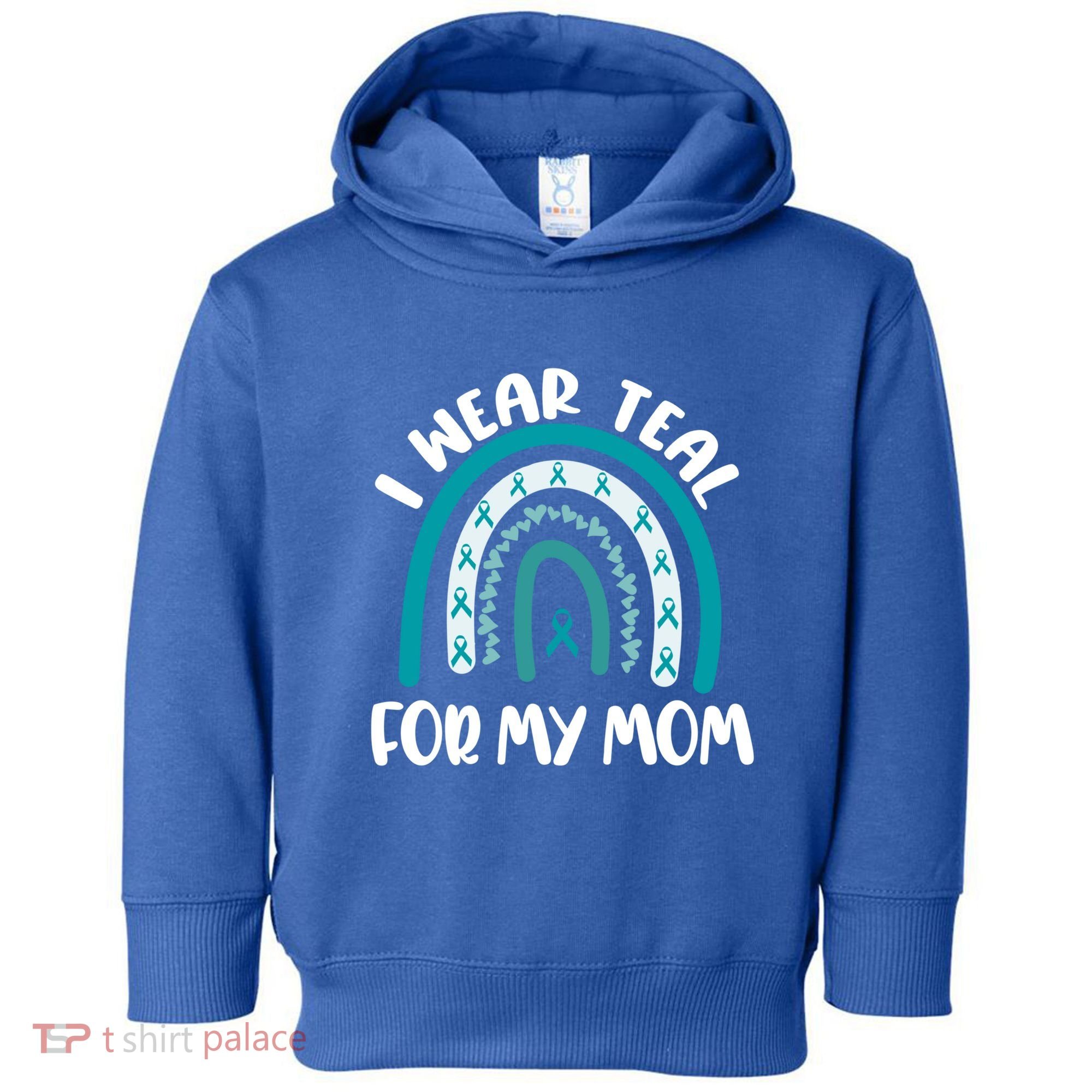 Ovarian Cancer Support Awareness Boho I Wear Teal For My Mom Gift Toddler Hoodie