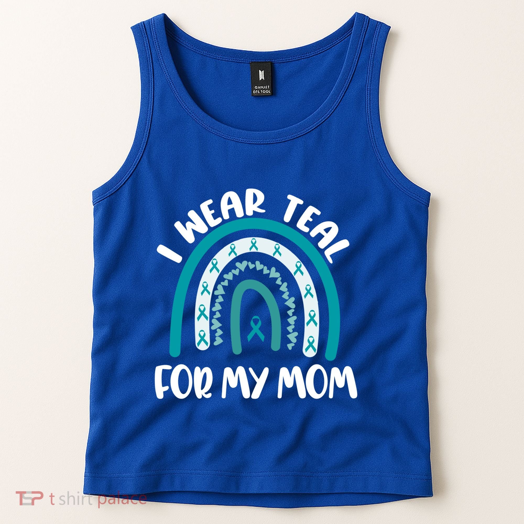Ovarian Cancer Support Awareness Boho I Wear Teal For My Mom Gift Tank Top