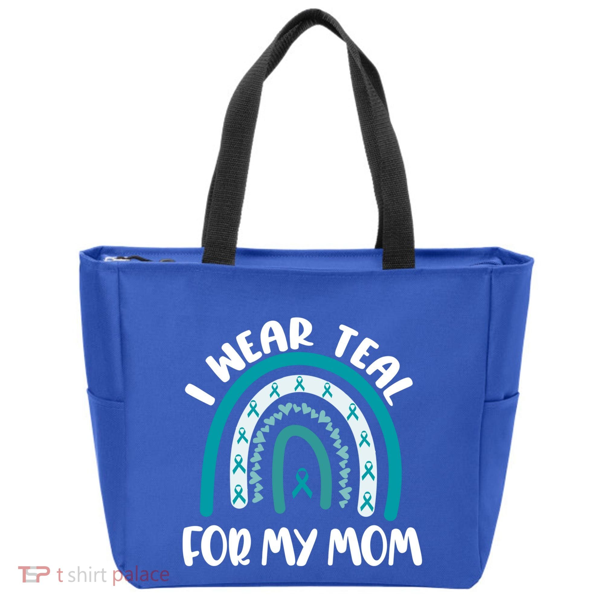 Ovarian Cancer Support Awareness Boho I Wear Teal For My Mom Gift Tote Bag