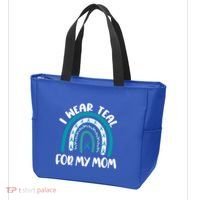 Ovarian Cancer Support Awareness Boho I Wear Teal For My Mom Gift Tote Bag thumb 3