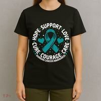 Ovarian Cancer Support Tee Family Ovarian Cancer Awareness T-Shirt thumb 4