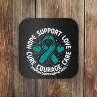 Ovarian Cancer Support Tee Family Ovarian Cancer Awareness Coaster thumb 0
