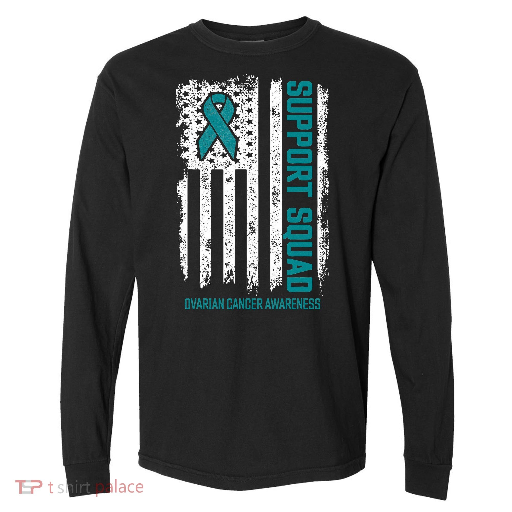 Ovarian Cancer Support Squad Ovarian Cancer Awareness Comfort Colors Heavyweight Long Sleeve T-Shirt