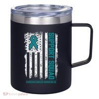 Ovarian Cancer Support Squad Ovarian Cancer Awareness 12oz Stainless Steel Coffee Mug thumb 0