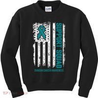 Ovarian Cancer Support Squad Ovarian Cancer Awareness Kids Sweatshirt thumb 0