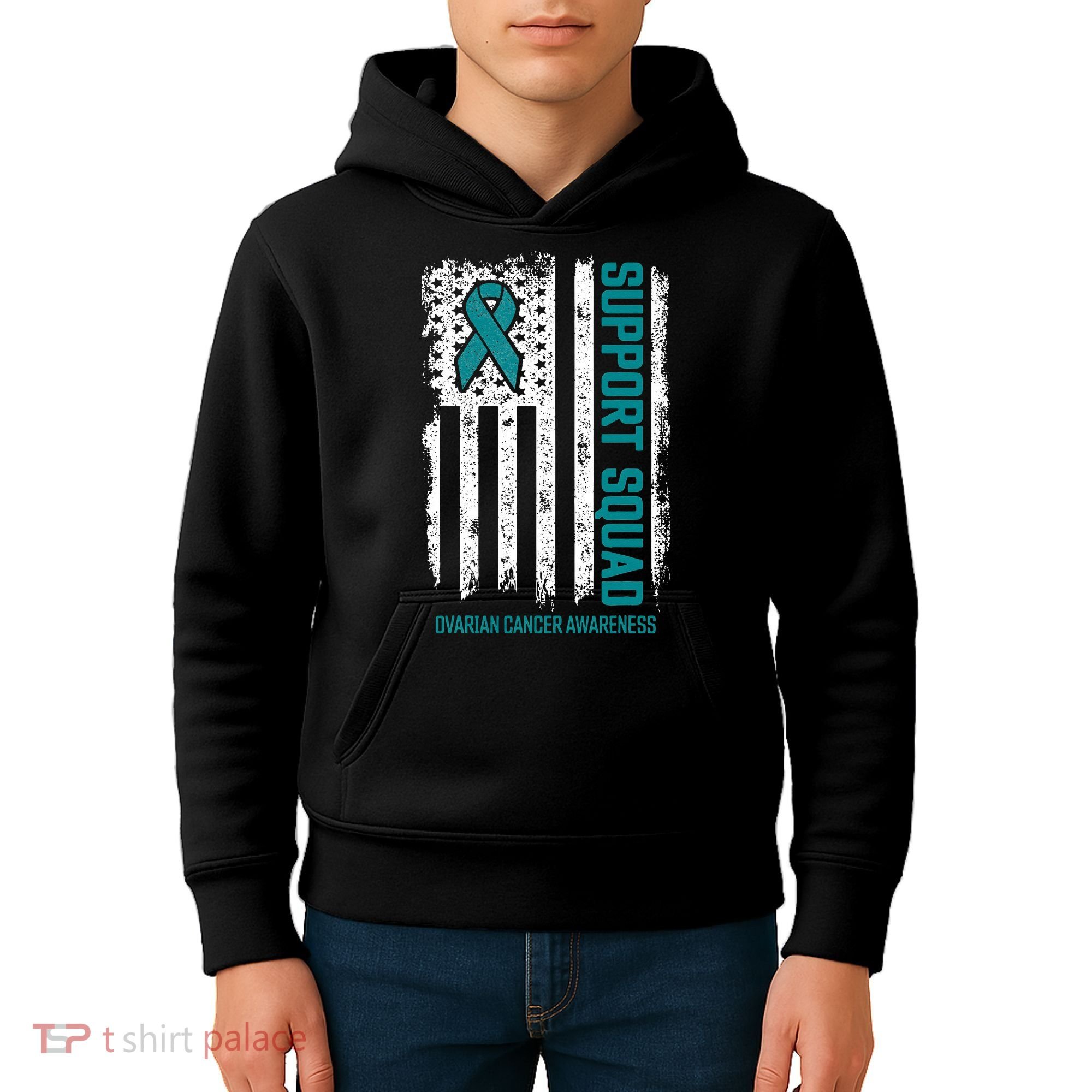 Ovarian Cancer Support Squad Ovarian Cancer Awareness Kids Hoodie