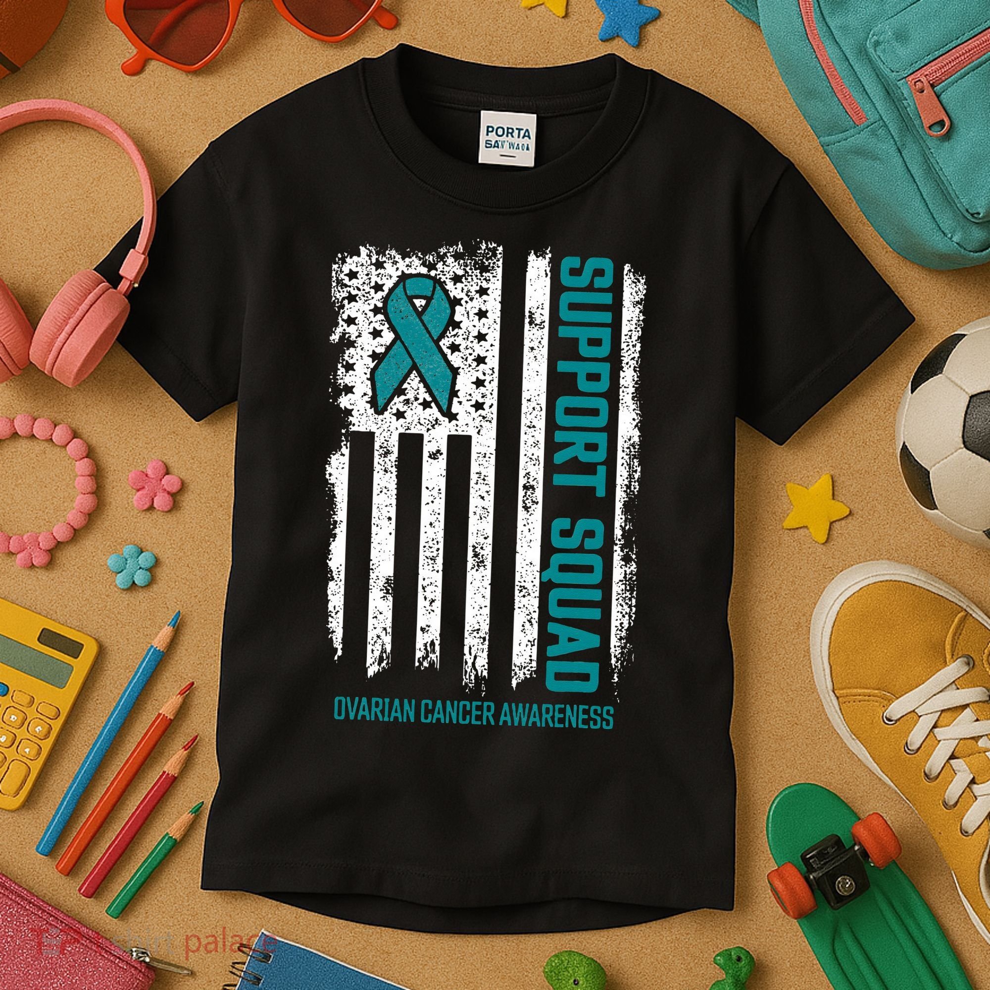 Ovarian Cancer Support Squad Ovarian Cancer Awareness Kids T-Shirt