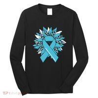 Ovarian Cancer Shirts Sunflower Ovarian Cancer Awareness Long Sleeve Shirt thumb 0