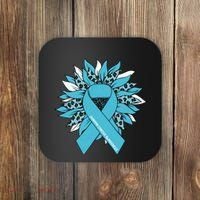 Ovarian Cancer Shirts Sunflower Ovarian Cancer Awareness Coaster thumb 0